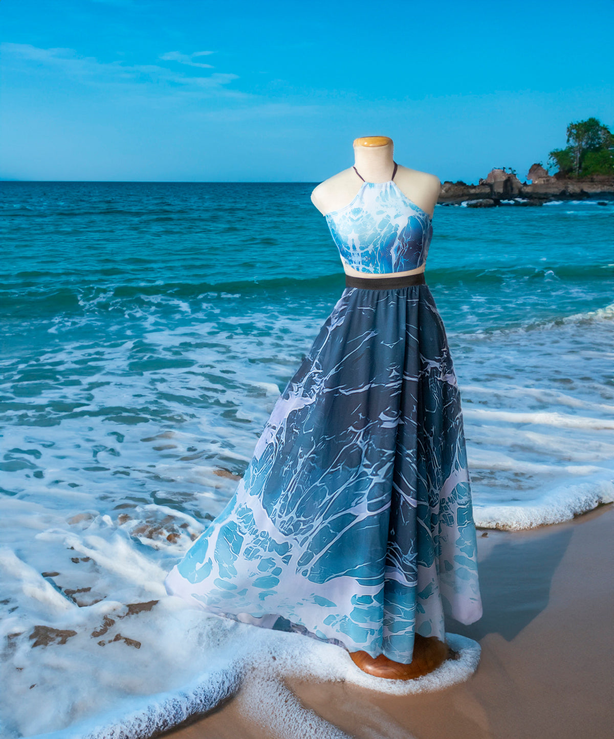 Falda Larga Sirena de Olas del Océano