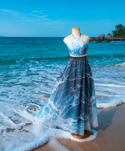 Falda Larga Sirena de Olas del Océano