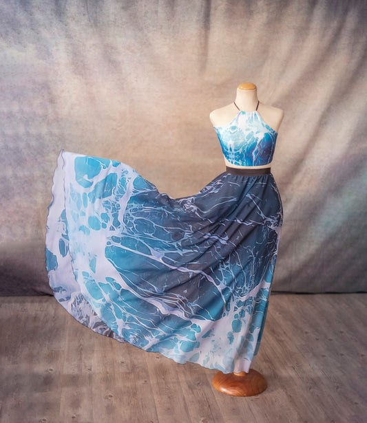 Falda Larga Sirena de Olas del Océano