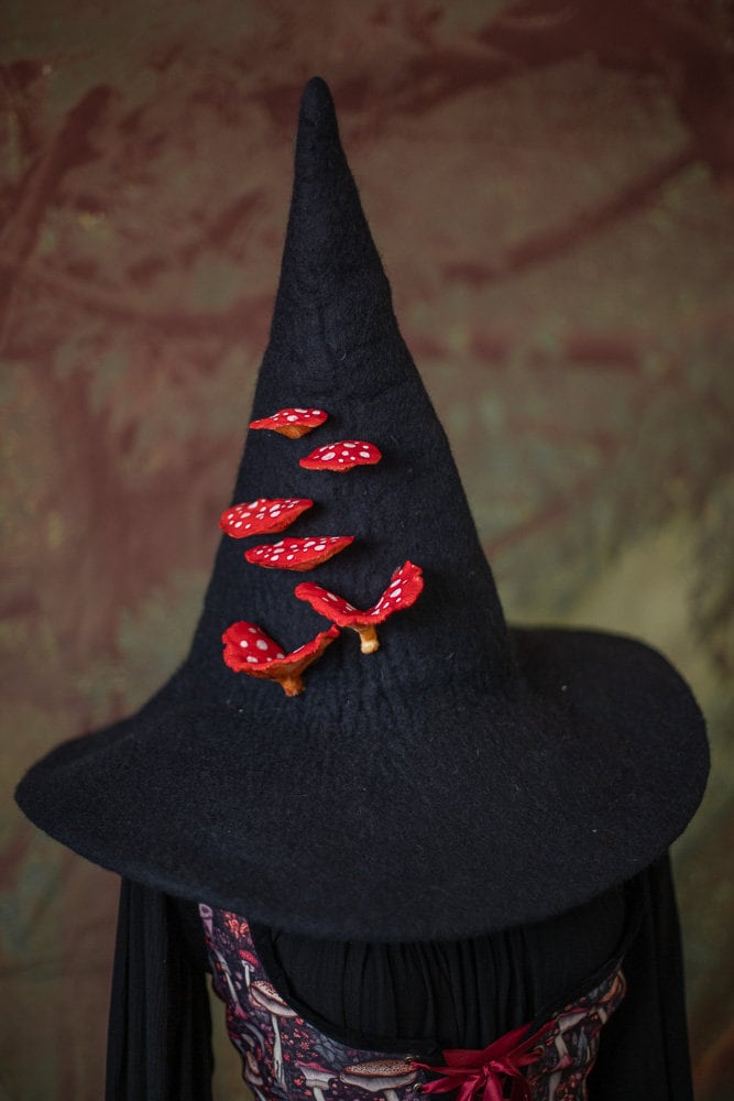 Sombrero de Bruja del Bosque con Setas