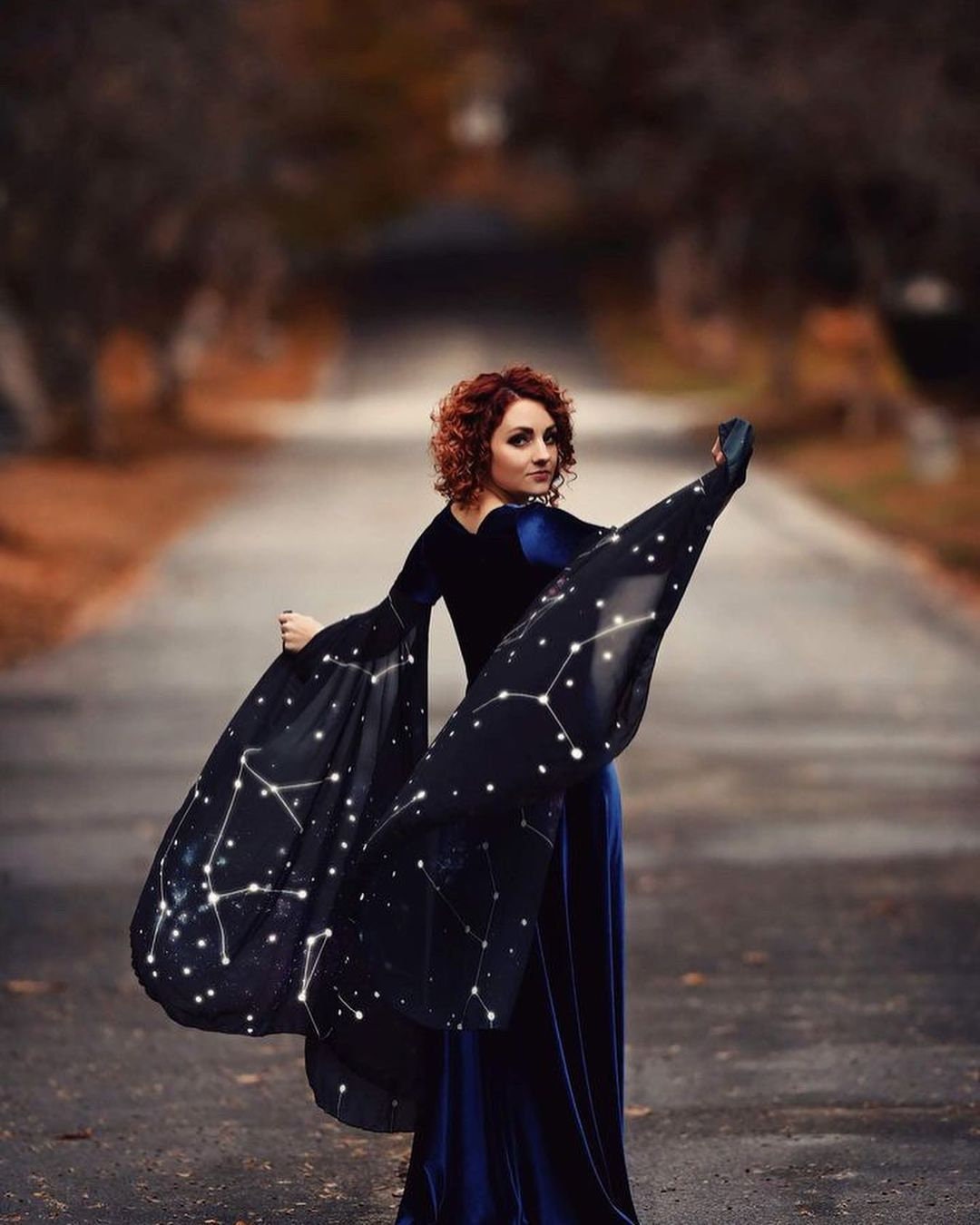 Celestial Blue Velvet Elven Gown