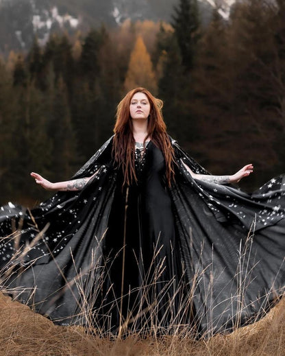 Vestido Bruja Celestial de Terciopelo Negro