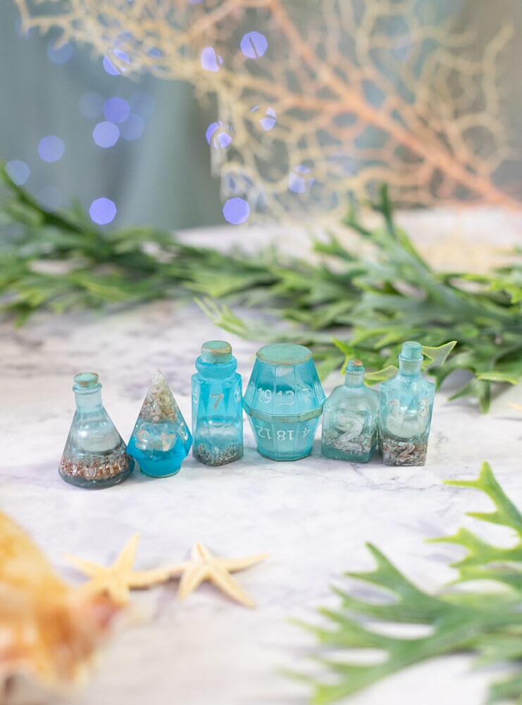 Ocean Dice Set with Pearls and Jellyfish