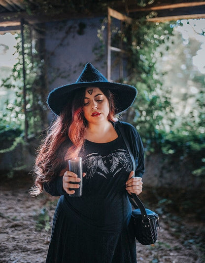 Sombrero de Bruja Corto de Fieltro de Lana