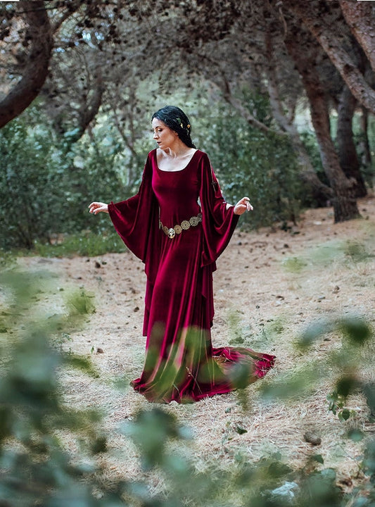 Vestido Medieval de Terciopelo Burdeos