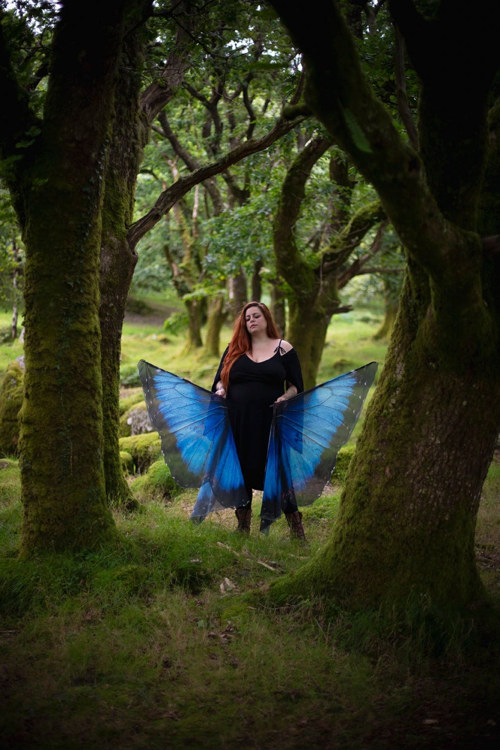 Banderas de Danza Mariposa Morpho Azul