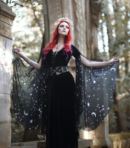 Vestido Bruja Celestial de Terciopelo Negro